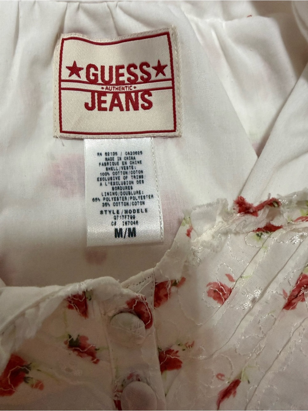 Guess White Dress with Coral Floral Print and Embroidery - Picture 5 of 7